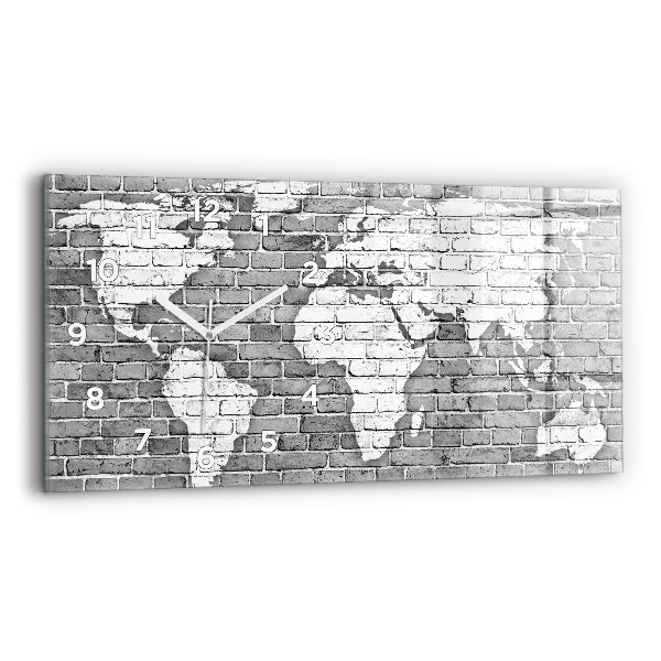 Horizontal wall clock World map on the wall