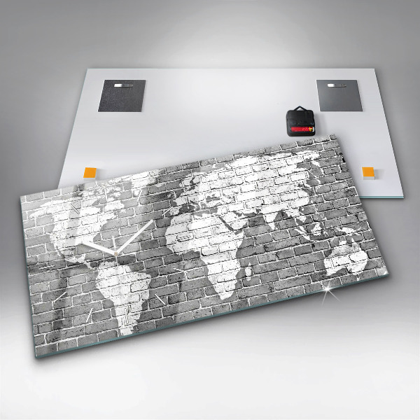 Horizontal wall clock World map on the wall