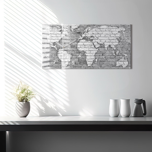 Horizontal wall clock World map on the wall