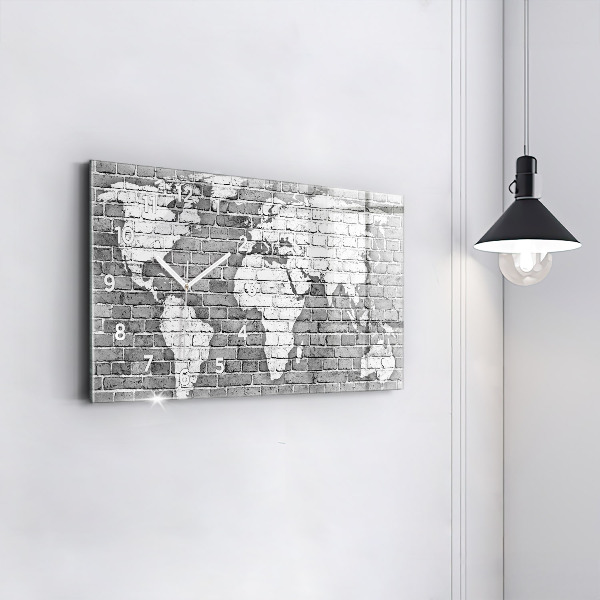 Horizontal wall clock World map on the wall