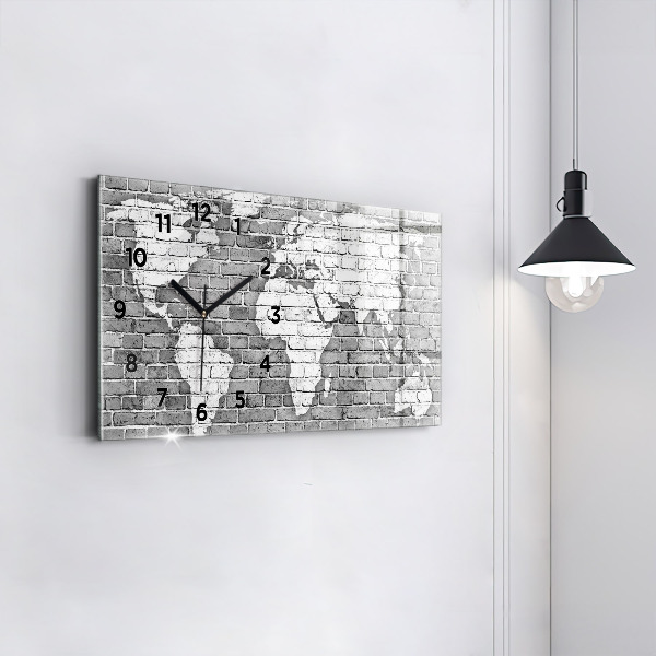 Horizontal wall clock World map on the wall