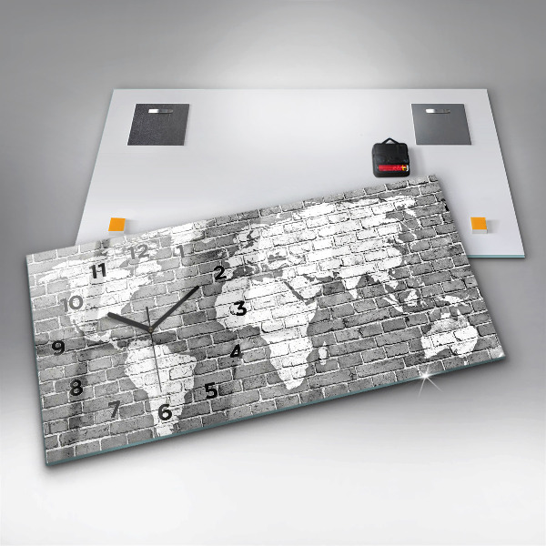 Horizontal wall clock World map on the wall