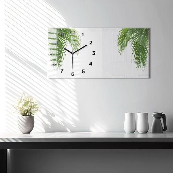 Horizontal wall clock Palm leaves nature