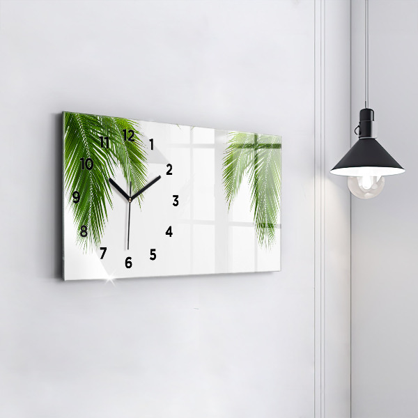 Horizontal wall clock Palm leaves nature