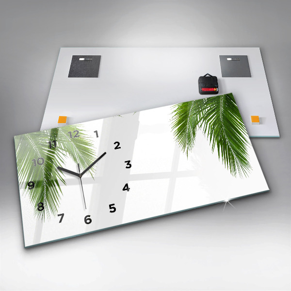 Horizontal wall clock Palm leaves nature