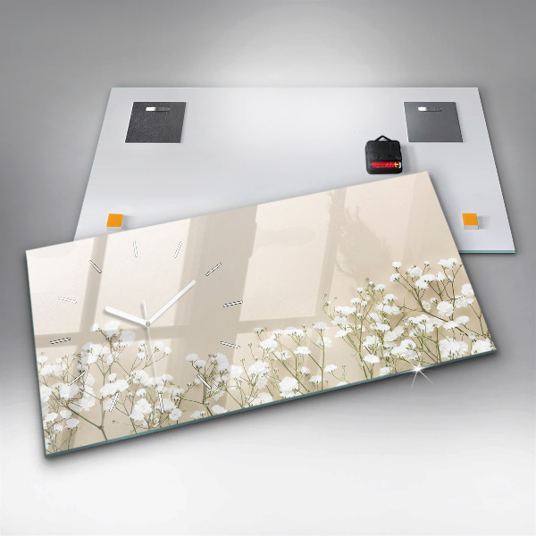 Horizontal wall clock Blooming flowers