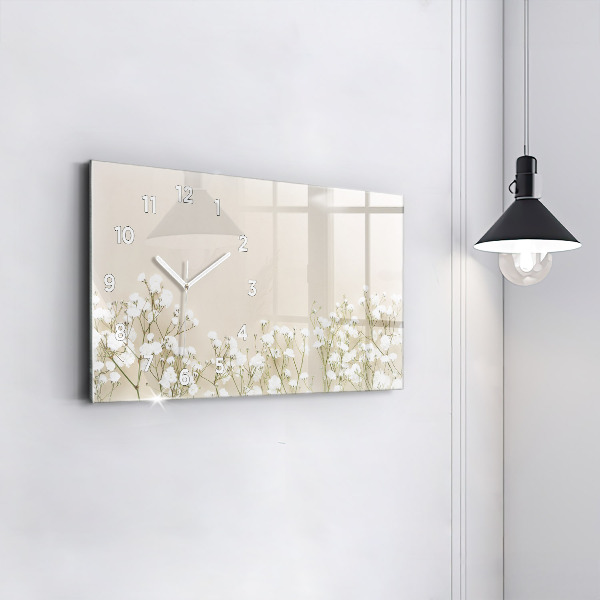 Horizontal wall clock Blooming flowers