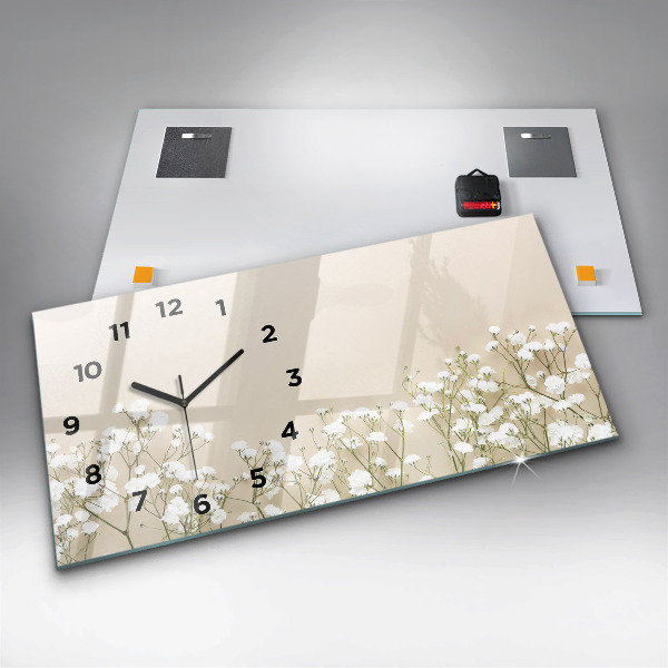 Horizontal wall clock Blooming flowers