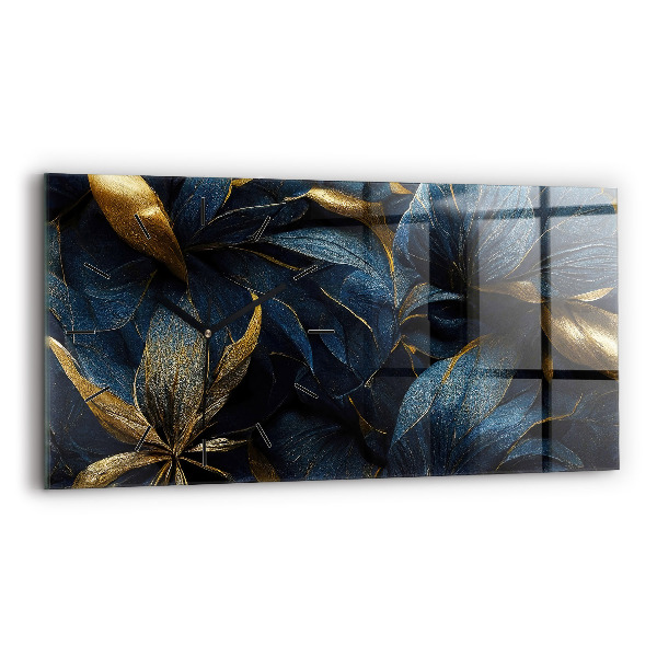 Horizontal wall clock Decorative flowers