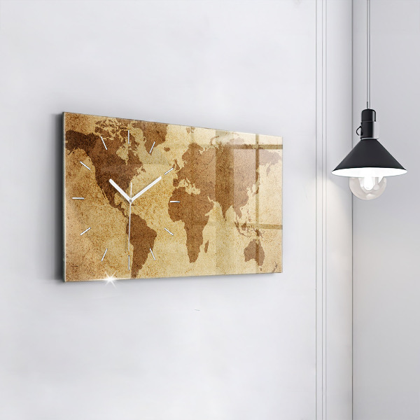 Horizontal wall clock Vintage world map