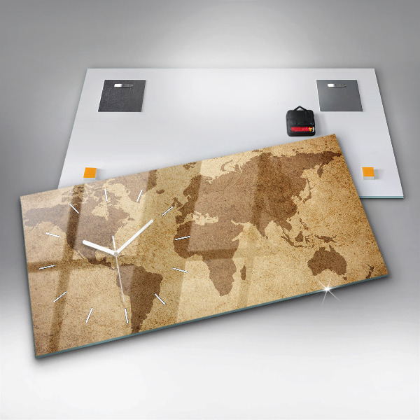 Horizontal wall clock Vintage world map