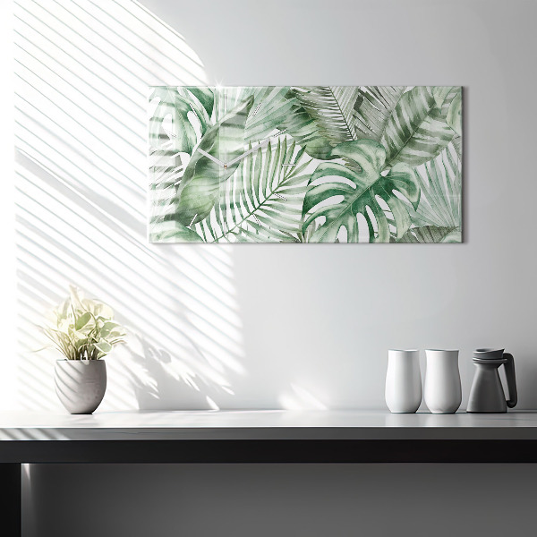 Horizontal wall clock Plant leaves