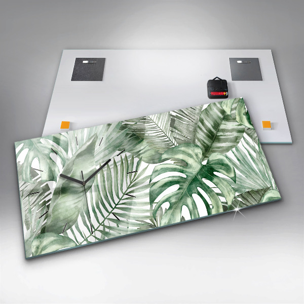 Horizontal wall clock Plant leaves