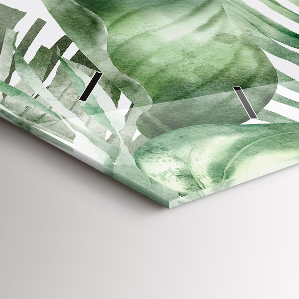 Horizontal wall clock Plant leaves
