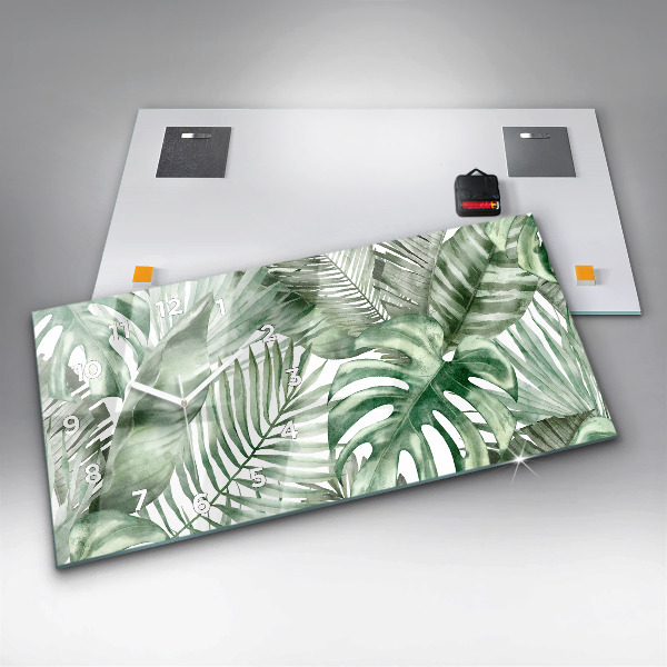Horizontal wall clock Plant leaves