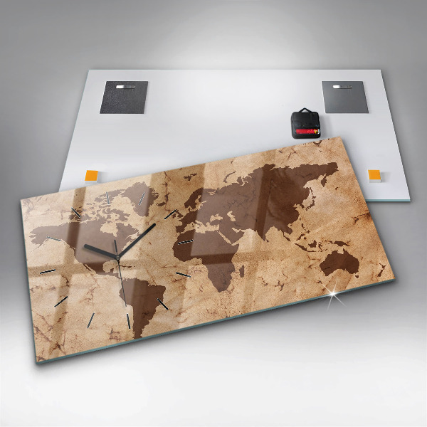 Horizontal wall clock Vintage world map