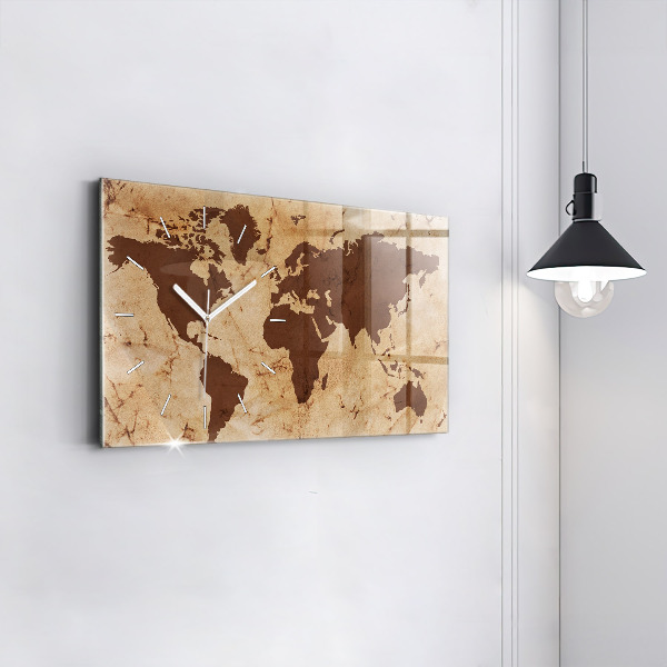 Horizontal wall clock Vintage world map