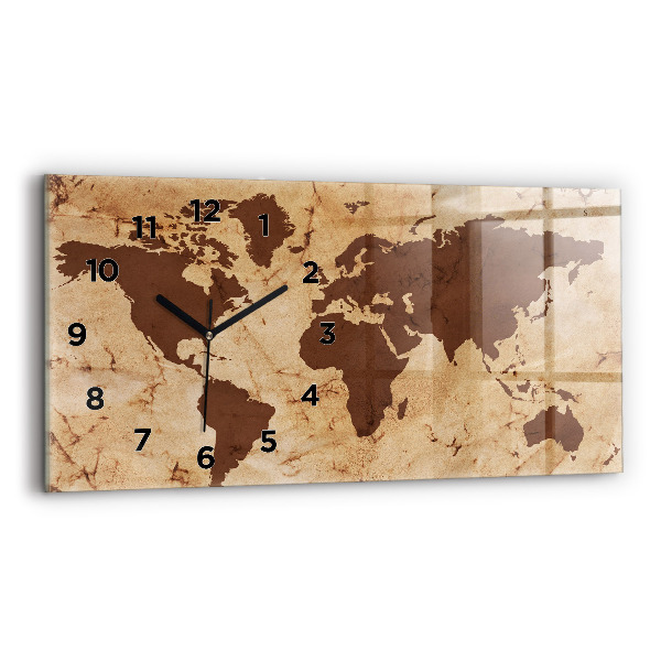 Horizontal wall clock Vintage world map