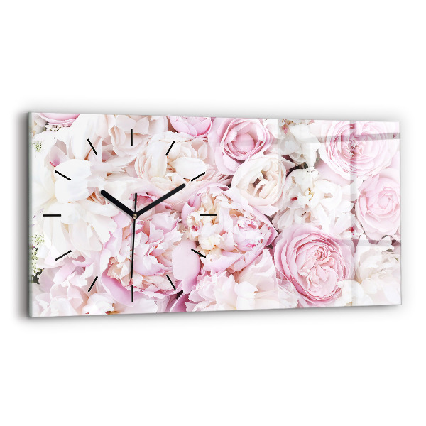 Horizontal wall clock Decorative flowers