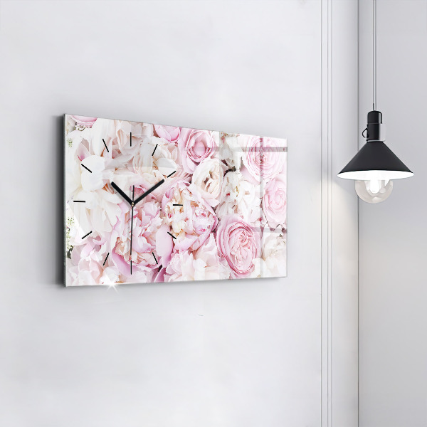 Horizontal wall clock Decorative flowers