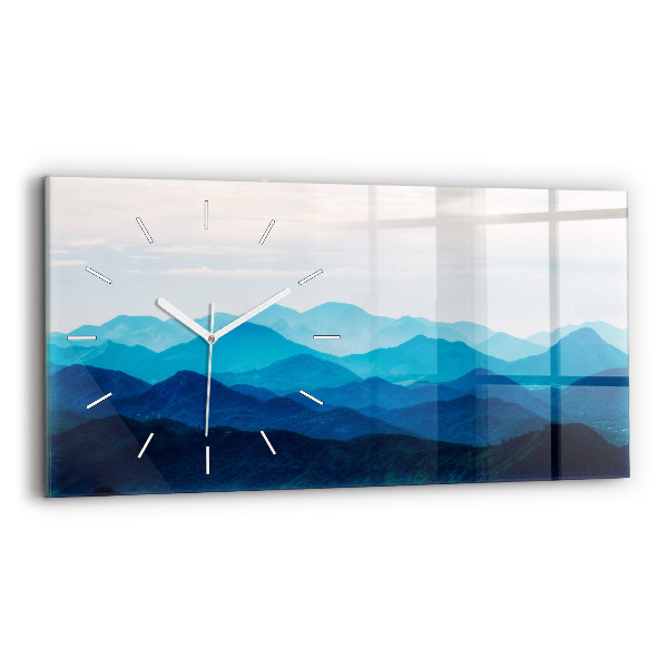 Horizontal wall clock Watercolor mountains