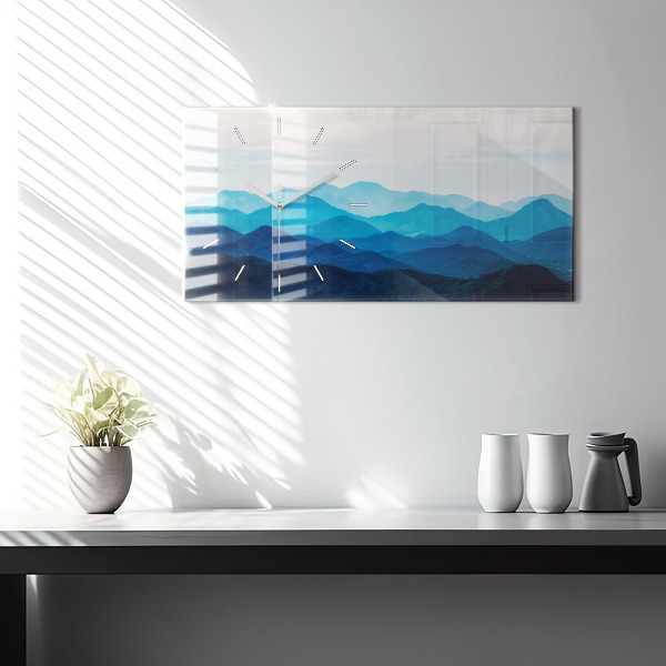 Horizontal wall clock Watercolor mountains