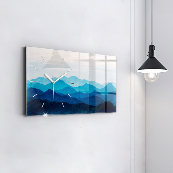 Horizontal wall clock Watercolor mountains