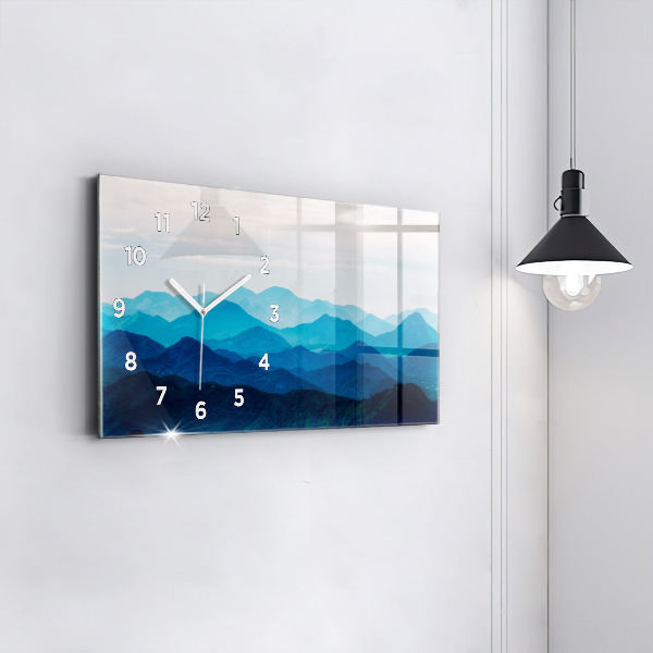 Horizontal wall clock Watercolor mountains