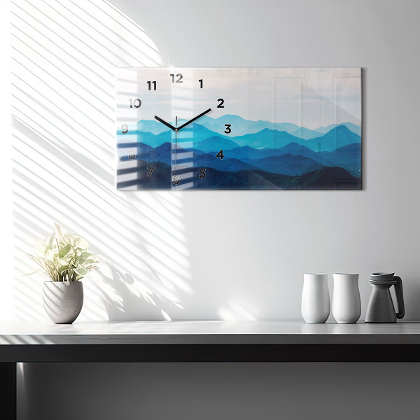 Horizontal wall clock Watercolor mountains
