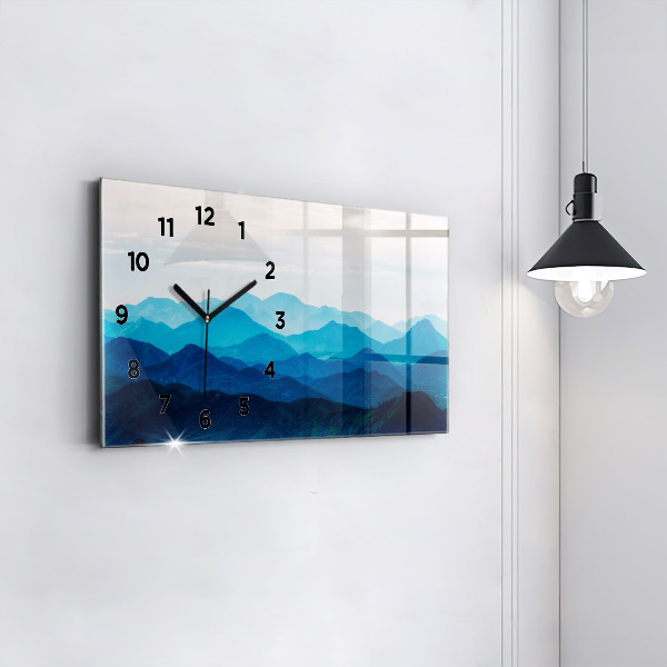 Horizontal wall clock Watercolor mountains