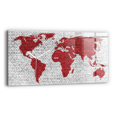 Horizontal wall clock Brick Wall World Map