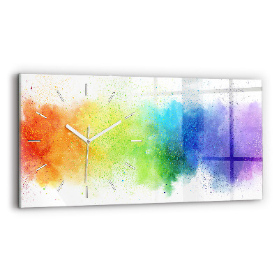 Horizontal wall clock Abstract rainbow