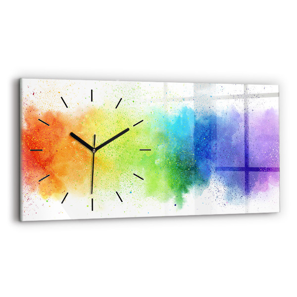 Horizontal wall clock Abstract rainbow