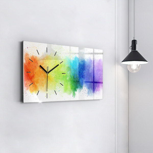 Horizontal wall clock Abstract rainbow