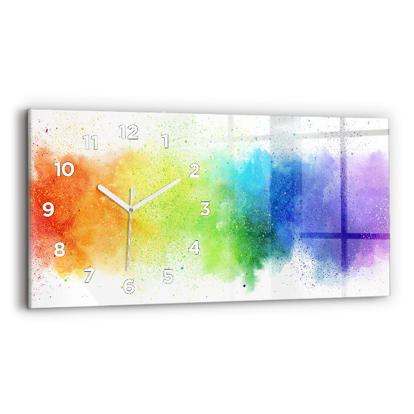 Horizontal wall clock Abstract rainbow