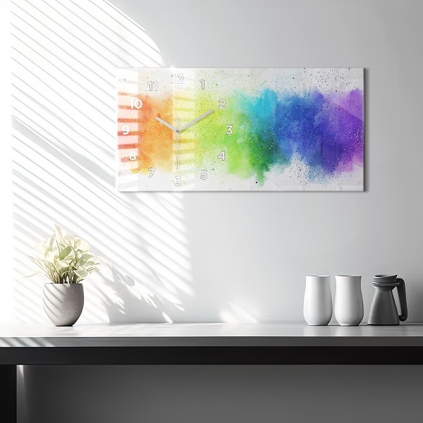 Horizontal wall clock Abstract rainbow