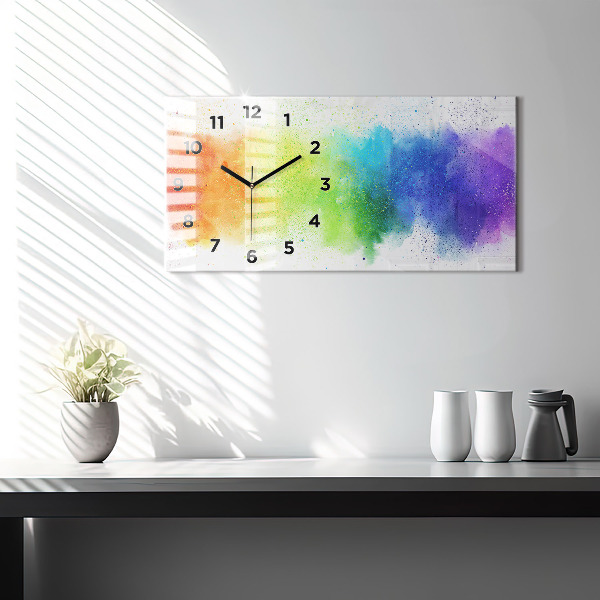 Horizontal wall clock Abstract rainbow