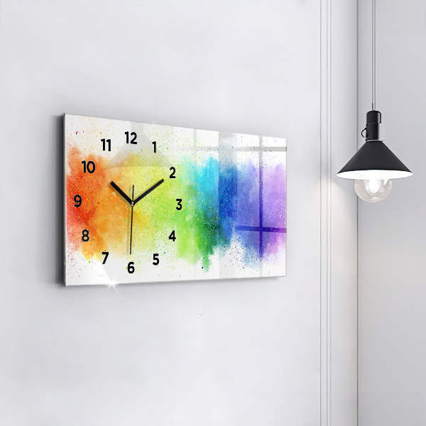 Horizontal wall clock Abstract rainbow