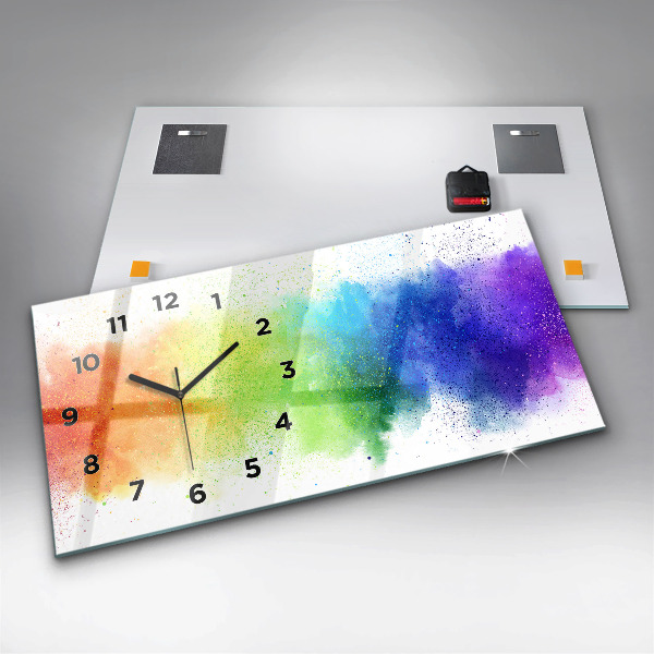 Horizontal wall clock Abstract rainbow