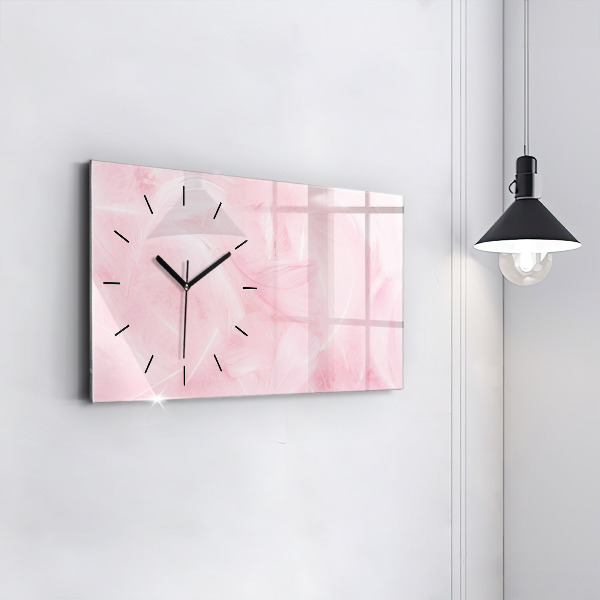 Horizontal wall clock Feathers abstract