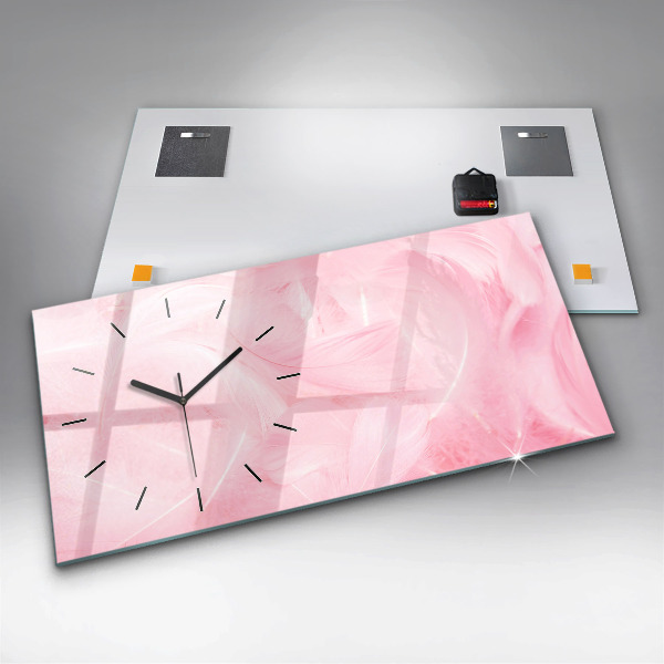 Horizontal wall clock Feathers abstract