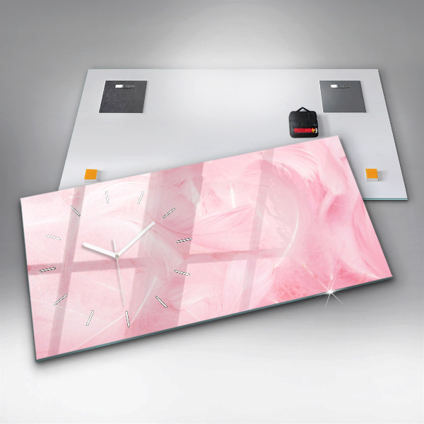 Horizontal wall clock Feathers abstract