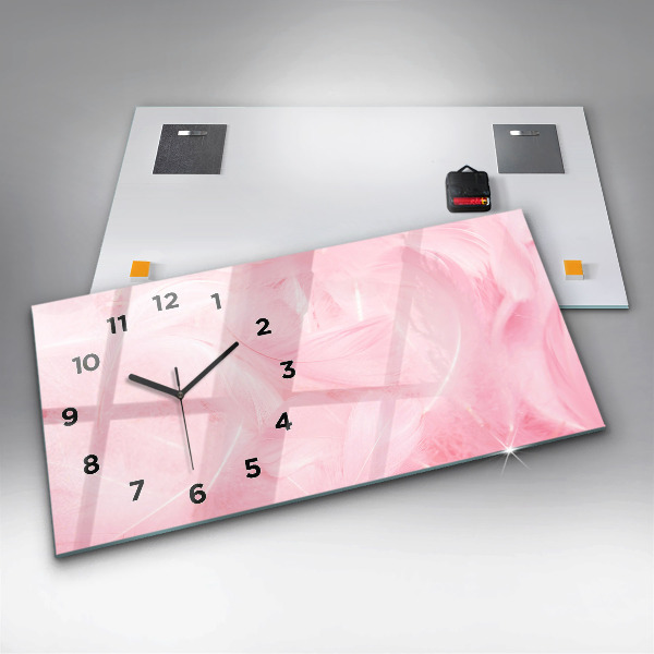 Horizontal wall clock Feathers abstract