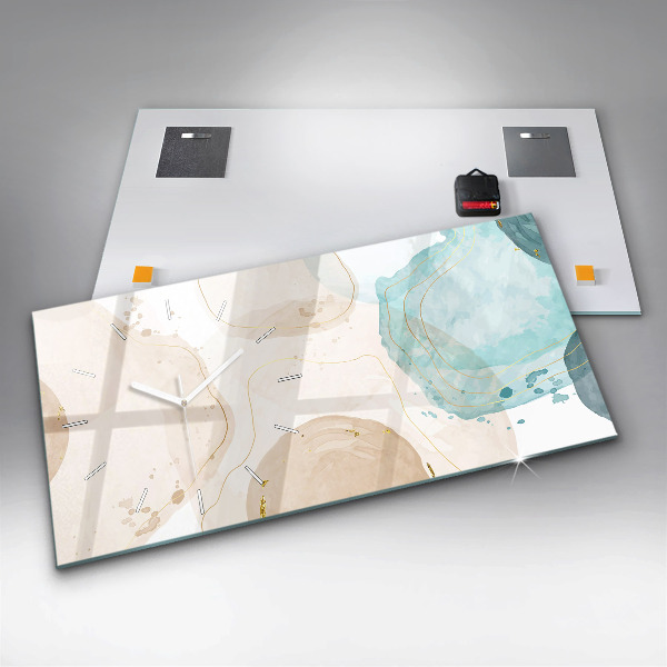 Horizontal wall clock Watercolor stains