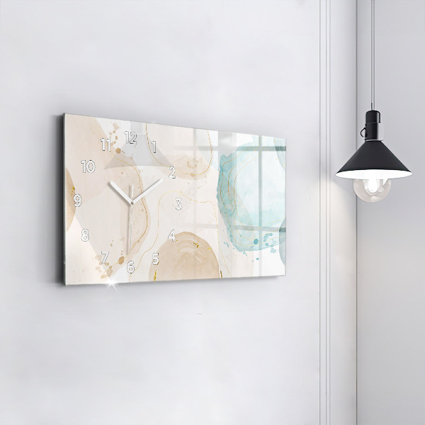 Horizontal wall clock Watercolor stains