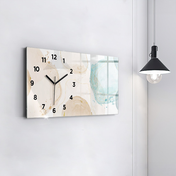Horizontal wall clock Watercolor stains