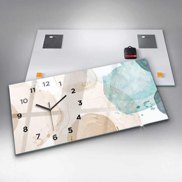 Horizontal wall clock Watercolor stains