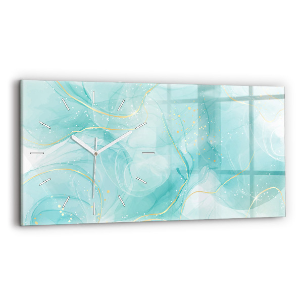 Horizontal wall clock Abstract marble