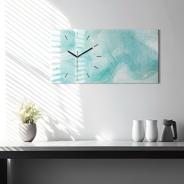 Horizontal wall clock Abstract marble