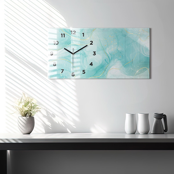 Horizontal wall clock Abstract marble